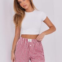 ANRABESS Boxer Shorts for Women Gingham Pajama 2025 Summer Casual Lounge Sleep Plaid Shorts Y2K Beach Bottoms - Image 6
