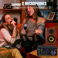 AK45 Pro Amplifier Home Audio Stereo Receivers with Bluetooth 5.0,Max 400W,2.0 Channel Stereo Amplifier System for Home Theater Speakers, Karaoke,Garage,Home Amp with USB,SD,RCA,2 MIC in - Image 6