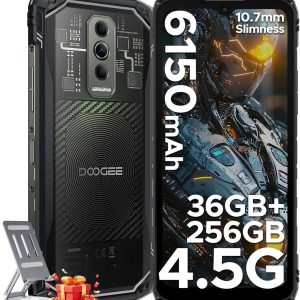 DOOGEE Blade 10 Ultra Energy Android 15 Rugged Phone 4.5G, 10.7mm Ultra-Thin,Octa Core Rugged Smartphone, 6.56" HD+90Hz, 64MP Camera, 6150mAh Battery, IP68/IP69K Waterproof Phone, NFC/Face Unlock
