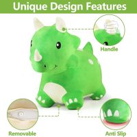 iPlay, iLearn Bouncy Pals Dinosaur Hopper Toy 2 Year Old Boy, Toddler Plush Bounce Animals, Ride on Bouncing Triceratops for Kids, Outdoor Hopping Horse Bouncer, Cool Birthday Gifts 3 4 5 6 Yr Girls - Image 3