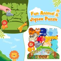 Animals Montessori Toddler Toys 3 4 5 6 7 8 Year Old Boys Girls Wooden Animal Blocks Stacking Toy Kids Birthday Gifts for Boy Girl Age 3-7 Educational Toys Fine Motor Balance Game - Image 6