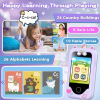 Kids Smart Phone for Girls, Christmas Birthday Gifts for Girls Age 3-10 Kids Toys Cell Phone, 2.8" Touchscreen Toddler Learning Play Toy Phone with Dual Camera, Game, Music Player, 8GB Card Purple - Image 4