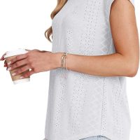 XIEERDUO Womens Tops Short Sleeve Shirts Blouses for Women Dressy Casual Cap Sleeve Tops with Curved Hem - Image 3