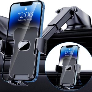 Phone Holder Car Mount for iPhone [Powerful Suction] Phone Mount for Car Dashboard Windshield Air Vent Universal Accessories [Thick Cases Friendly] Automobile Phone Holder Fit iPhone Smartphone