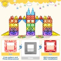 60 PCS Magnetic Building Tiles Kids Toys STEM Magnetic Blocks Sensory Toys Kids Games Magnet Building Toy for Boys and Girls Aged 3+, Kid Brain Development Preschool Kindergarten Toddler Toy - Image 3