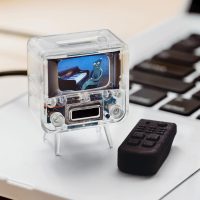 TinyTV 2 - Portable Retro Television with Working Rotary knobs - Load Your own Videos Easily via USB onto Your own minature TV (Clear) - Image 3
