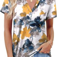 WEESO Womens Tops Summer Short Sleeve V Neck Blouses Business Casual Loose Fit Tshirts Trendy Fashion Outfits - Image 3
