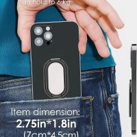 Phone Holder Foldable Phone Stand Phone Ring Holder Finger Kickstand 360° Rotation Cell Phone Stand Metal Phone Grip for Magnetic Car Mount Sticky Phone Grip Compatible with Most Smartphones - Image 4