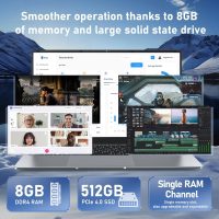 2025 Laptop 15.6 inch, Laptop Computer with N4000 Processor with 8GB RAM 512GB SSD, FHD Display 1920*1080P, WIFI5 BT4.2 HDMI Windows 11 Laptop, Thin and Light Laptop, Office Laptop, Study Laptop - Image 4