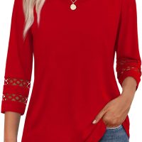 XIEERDUO 3/4 Length Sleeve Womens Tops and Blouses Dressy Casual Crewneck T Shirts Fashion Clothes Loose Fit Trendy - Image 3