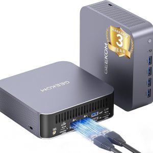 GEEKOM GT1 Mega AI Mini PC, with Intel 14th Gen Ultra 9 185H (Up to 5.1 GHz), 32GB DDR5 2TB M.2 NVMe SSD, Mini Desktop Computers Windows 11 Pro, 2.5G Dual LAN/WiFi 7/BT 5.4/USB4.0/8K/3 Years Warranty