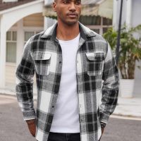 COOFANDY Men's Flannel Shirts Long Sleeve Cotton Plaid Shirt Jacket Casual Button Down Shirt with Pockets - Image 2
