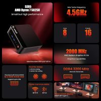 Beelink Mini PC, SER5 Pro 5825U AMD Ryzen 7 (Up to 4.5GHz) 16GB DDR4 500GB PCle 3.0 SSD Mini Desktop Computer, 2.5G LAN, Wifi6/BT5.2,HDMI/DP/Type-c/4K Triple Display Micro PC - Image 3