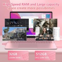 15.6" FHD Laptop Computer with Backlit Keyboard,32GB RAM 512GB SSD,Quad Core N95 Processor(Up to 3.4GHz),180 ° Angle Opening,Fingerprint Reader,8000mAh Battery,Webcam,WiFi 5,BT 4.2,Mini HDMI,USB 3.0 - Image 3