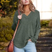 WIHOLL Long Sleeve Shirts for Women V Neck Tops Tunic Fall Winter Sweaters 2025 Clothes - Image 3
