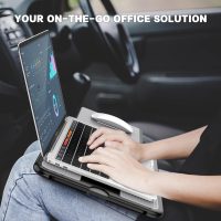 AboveTEK Portable Laptop Lap Desk w/Retractable Left/Right Mouse Pad Tray, Non-Slip Heat Shield Tablet Notebook Computer Stand Table w/Sturdy Stable Work Surface for Bed Sofa Couch or Travel - Image 2