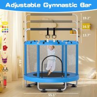 55" Trampoline for Kids with Enclosure, 440lbs Capacity Indoor & Outdoor Toddler Trampoline with Adjustable Gymnastics Bar & Toys, for Boys & Girls - Image 4