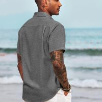 COOFANDY Men's Casual Button Down Shirts Short Sleeve Linen Shirts Summer Beach Dress Shirt - Image 4
