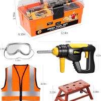 Deejoy Tool Set with Tool Box & Electronic Toy Drill, Pretend Play Kids Construction Kits for Kids Ages 3-5 Years Old, Toddler Boy Toys(Orange) - Image 6