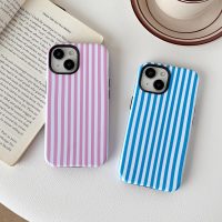 Compatible with iPhone 13/14 Case Cute Aesthetic Striped Phone Case for Women Girl Shockproof Slim TPU and Hard PC Protective Cover (Pink) - Image 6