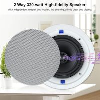 Herdio 6.5 Inch Bluetooth Ceiling Speakers 320W 2-Way Flush Mount in Wall Amplifier Receiver Suitable for Home Theater Bathroom Living Room Kitchen Office (White, Pair) - Image 3