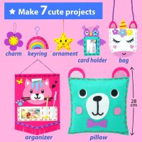 KRAFUN My First Sewing Kit for Beginner Kids Arts & Crafts, 7 Easy DIY Projects of Stuffed Animal Dolls and Plush Pillow Craft, Instructions & Felt, Gift for Girls, Boys, Learn to Sew, Embroidery - Image 3