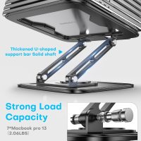 Adjustable Laptop Stand, Computer Stand with 360 Rotating Base, Ergonomic Laptop Riser Mount for Desk Foldable Protable Computer Desk Fits with MacBook Pro Air (10-16") - Black - Image 6