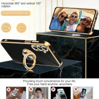 LeYi for Galaxy A16-5G Phone Case: 2 Pack Tempered Glass Screen Protector and 360° Rotatable Ring Holder Magnetic Kickstand, Plating Rose Gold Edge para Samsung A 16 5G, Black - Image 4