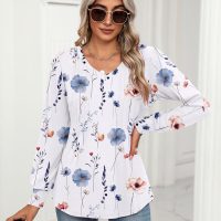 Zeagoo Women's Puff Long Sleeve Shirts Pleated V Neck Fall Tunic Tops Blouse Dressy Casual Loose Summer T-Shirts - Image 3