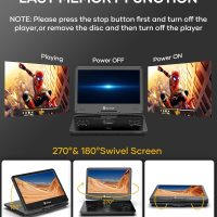WONNIE 16.9" Portable Blu Ray Player with 14.1" 1080P Full HD Large Swivel Screen, Blu-ray DVD Player with HDMI Out & AV in, 4-5 Hours Rechargeable Battery, Support MP4, MKV Video & USB/SD Card - Image 5