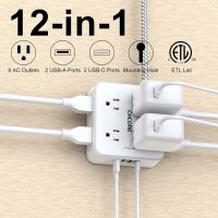 Surge Protector Power Strip - CHCORE 5Ft Braided Extension Cord with 8 Outlets with 4 USB (2 USB C) Charging Ports, Flat Plug Multi Plug Outlet Extender Charging Station for Home Office, ETL, White - Image 2
