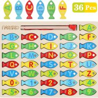 Magnetic Wooden Fishing Game Toy for Toddlers, Alphabet Fish Catching Counting Games Puzzle with Numbers and Letters, Preschool Learning ABC Math Educational Toys 3 4 5 Years Old Girl Boy Kids - Image 8
