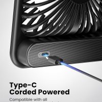 Koonie USB Desk Fan, Strong Wind Ultra Quiet Small Personal Fan with 180° Tilt Folding and 3 Speeds Adjustable, USB-C Corded Powered Mini USB Fan for Office Desktop Bedroom, NO BATTERY - Image 4