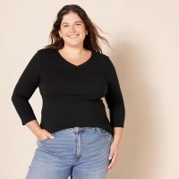 Amazon Essentials Women's Regular-Fit 3/4 Sleeve V-Neck T-Shirt (Available in Plus Size), Multipacks - Image 6