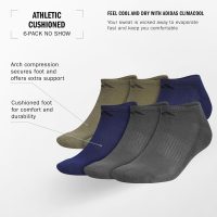adidas Men's Athletic Cushioned Socks, 6-Pack No Show with Arch Support - Image 2