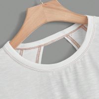 SOLY HUX 2024 Open Back Tops for Women Criss Cross Cut Out Tee Backless Casual Short Sleeve Round Neck T Shirt - Image 4