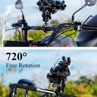 BRCOVAN Motorcycle Phone Mount Holder with Vibration Dampener, Anti-Shake Handlebar Cellphone Cradle for Bike Bicycle Scooter ATV, Adjustable Fit 5.4-6.9'' Smartphone - Image 6