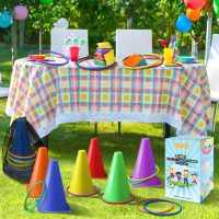 Eocolz 3 in 1 Carnival Games Set, Soft Plastic Cones Bean Bags Ring Toss Games for Kids Birthday Party Outdoor Games Supplies Combo Set - Image 6