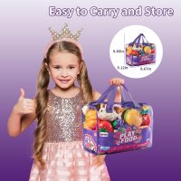 Pretend Play Food for Kids Kitchen - 78Pc Cutting Toy Food with Storage Bag, Food Toys with Veggies, Fruits, Fake Food with Pizza Toy, Pretend Food, Play Kitchen Accessories, Boys Girls Gift - Image 5