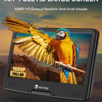 WONNIE 16.9" Portable Blu Ray Player with 14.1" 1080P Full HD Large Swivel Screen, Blu-ray DVD Player with HDMI Out & AV in, 4-5 Hours Rechargeable Battery, Support MP4, MKV Video & USB/SD Card - Image 2