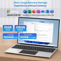 jumper 16 Inch Laptop Computer, 16GB RAM 1TB SSD 128GB ROM, N150 4-Core 3.6GHz Processor, 1200p IPS FHD Display, Office 365 1-Year Subscription, WiFi-6, Mini-HDMI, 38Wh Battery, Cooling System. - Image 3