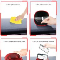 Loncaster Car Phone Holder, Car Phone Mount Silicone Car Pad Mat for Various Dashboards, Slip Free Desk Phone Stand Compatible with iPhone, Samsung, Android Smartphones, GPS Devices and More (Red) - Image 5