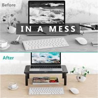 WALI Computer Monitor Stand for Desk, Adjustable Laptop Riser, Desk Monitor Stand Underneath Storage for Office, Home, School Supplies (STT003), 1 Pack, Black - Image 6