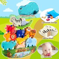 Animals Montessori Toddler Toys 3 4 5 6 7 8 Year Old Boys Girls Wooden Animal Blocks Stacking Toy Kids Birthday Gifts for Boy Girl Age 3-7 Educational Toys Fine Motor Balance Game - Image 4