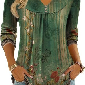 Zeagoo Womens Tops Long Sleeve Shirts 2025 V Neck Fall Blouses Dressy Casual Fashion Summer Work Tunic