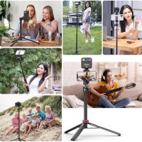 ULANZI MT-44 Extendable Phone Tripod, 59" Selfie Stick Vlog Stand with 2 in 1 Phone Clip, 360° Ball Head Camera Tripod for iPhone Sony Canon DJI Osmo Action Camera, Lightweight for Travel - Image 2