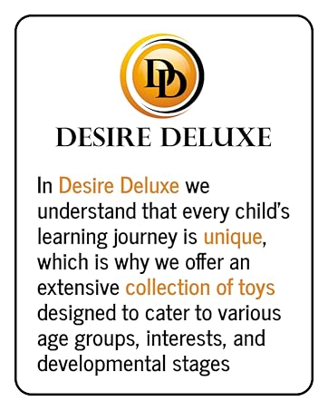 Desire Deluxe logo with text describing their commitment to diverse toy collection catering to children's unique learning journeys and developmental stages.
