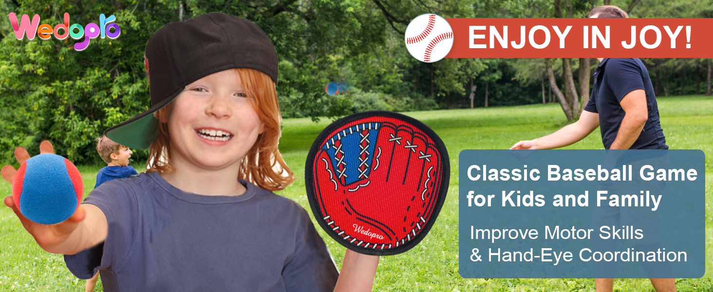 Enjoy, in joy! Classic baseball game for kids and family. Improve motot skills