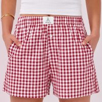 ANRABESS Boxer Shorts for Women Gingham Pajama 2025 Summer Casual Lounge Sleep Plaid Shorts Y2K Beach Bottoms - Image 2