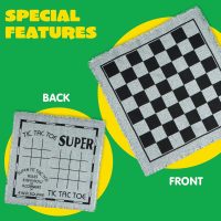 3-in-1 Vintage Giant Checkers, Tic, Tac, Toe, with Reversible Mat, 24 Chips, Family Board Game, Lawn Game, BBQ Party Favor, Indoor and Outdoor Activity for Kids and Adults - Image 4